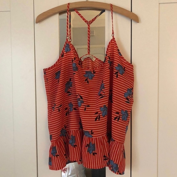 Abercrombie & Fitch Tops - Floral Striped Red and Blue Women's Top Abercrombie and Fitch